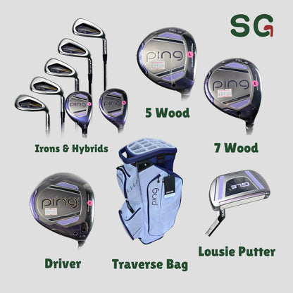 Ping Ladies G Le4 11pcs + Cart Bag Complete Set Bundle